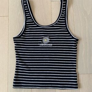 Girls slightly cropped daisy and striped tank top